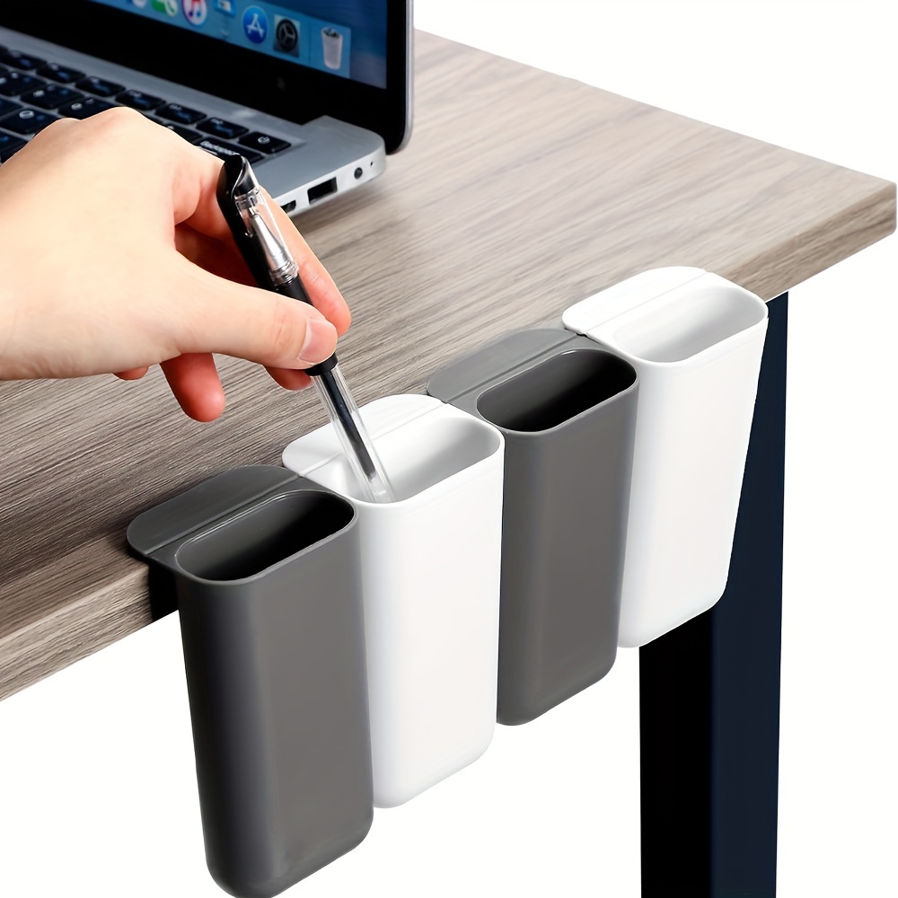 Tech Accessories For Office Desk - デスクペンホルダー、クリップオン鉛筆収納容器、粘着事務用品アクセサリー、PPプラスチックデスクオーガナイザーセット