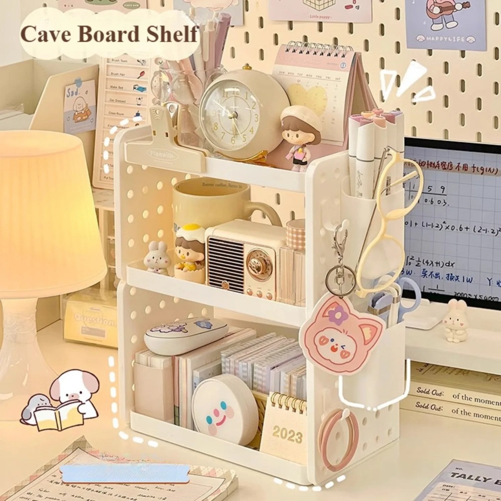 Tech Accessories For Office Desk - 3段デスクオーガナイザー、ペグボード付きオフィス収納ラック、ペンホルダーとデスクトップアクセサリーオーガナイザー（家庭用オフィス向け）