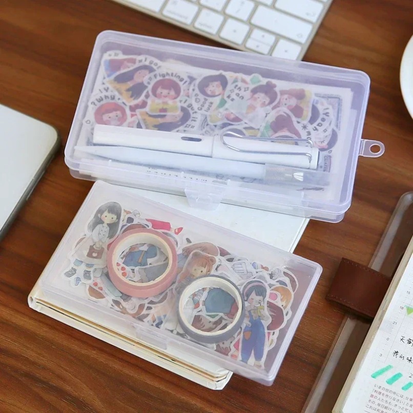 透明プラスチック製収納ボックス、蓋付きデスクトップオーガナイ - Tech Accessories For Office Desk のレビューと価格