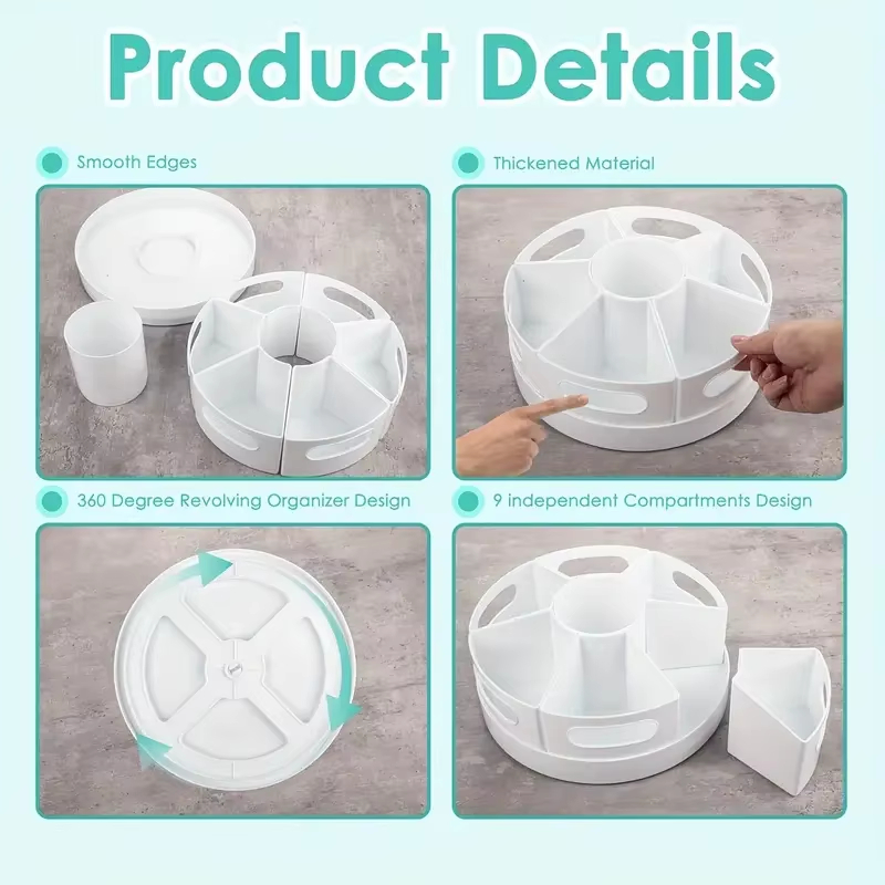 360 °   回転式デスクオーガナイザー、7つの取り外し可 - Tech Accessories For Office Desk のレビューと価格