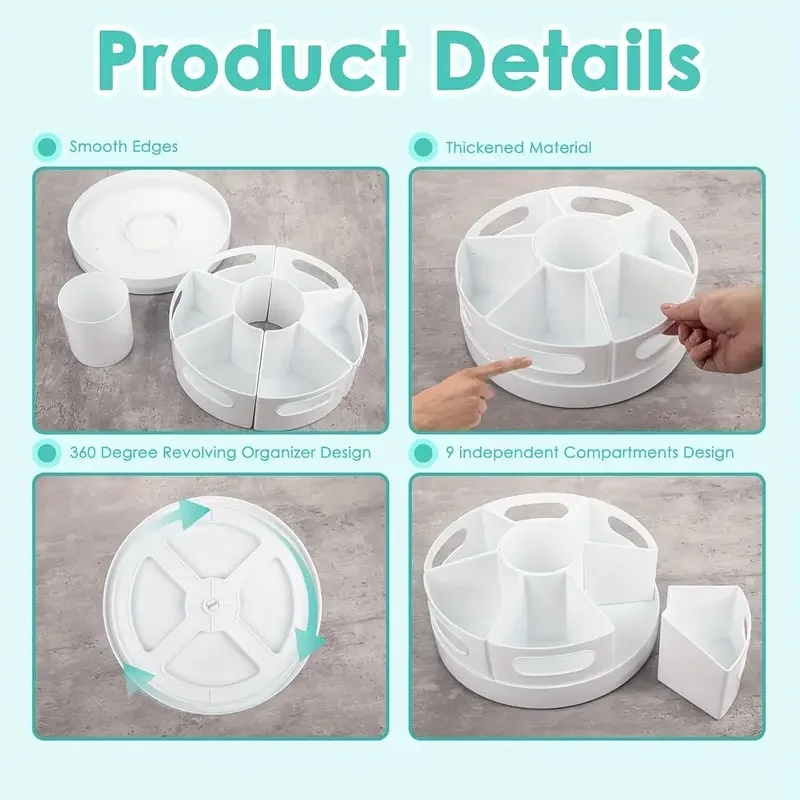 360度回転デスクオーガナイザー 7つの取り外し可能なビン  - Tech Accessories For Office Desk のレビューと価格