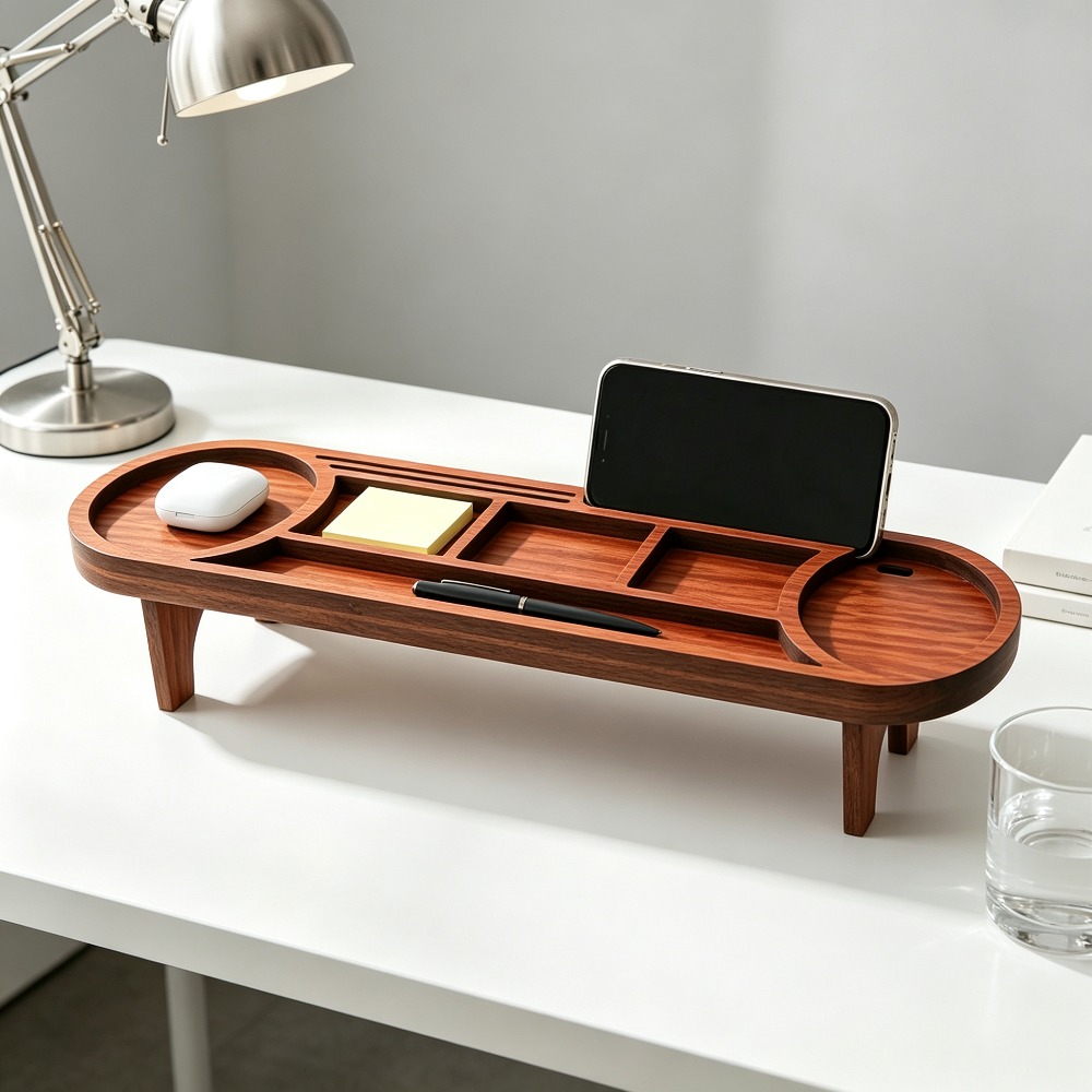 木製デスクオーガナイザー 電話スタンド付き 多機能デスクトッ - Tech Accessories For Office Desk のレビューと価格