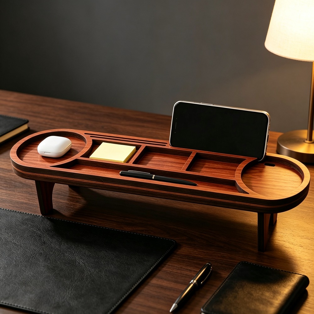木製デスクオーガナイザー 電話スタンド付き 多機能デスクトッ - Tech Accessories For Office Desk のレビューと価格